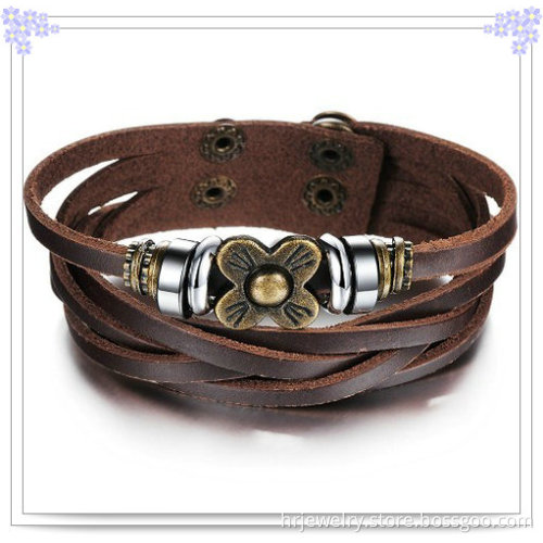 Charm Jewelry Leather Jewelry Leather Bracelet (HR6075)